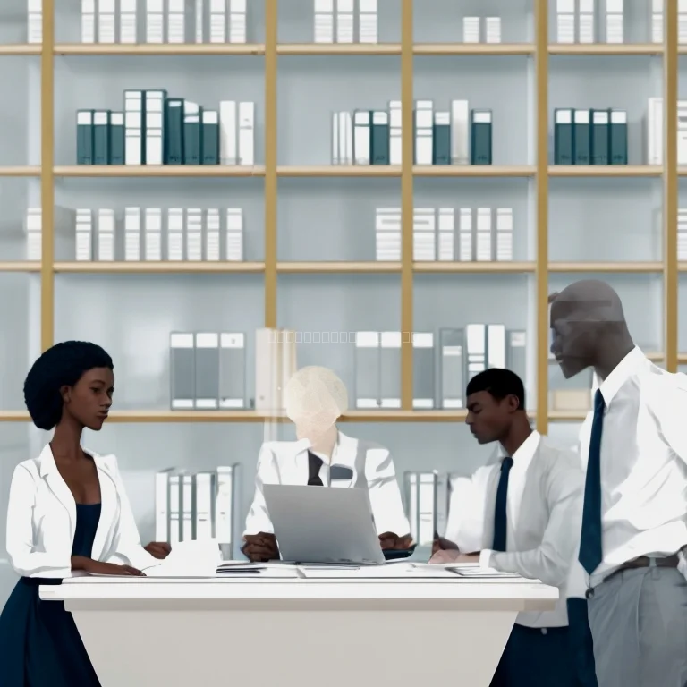 Entrepreneurs discussing legal documents in an office setting